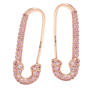 Anita Ko Safety Pin Gold Sapphire Earrings