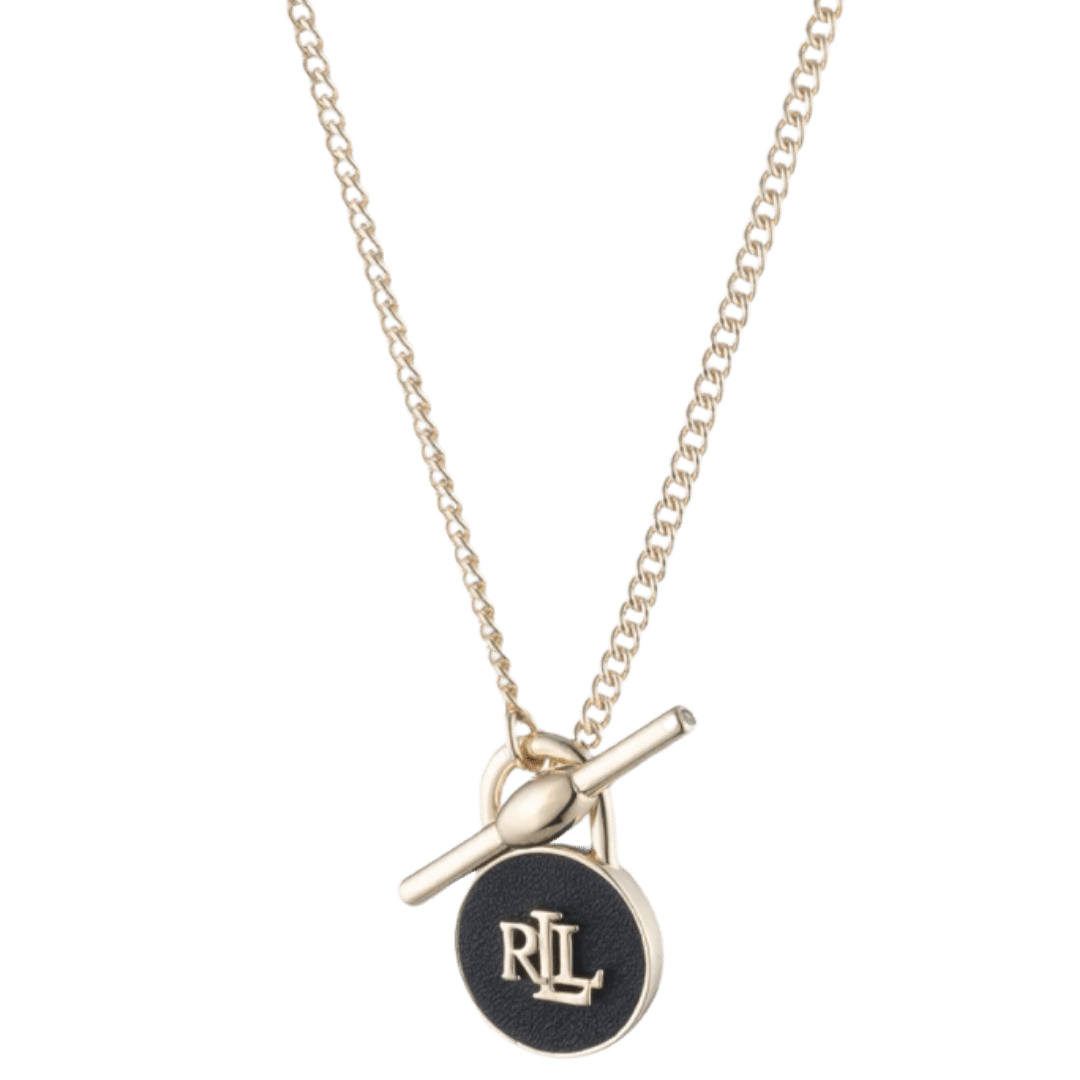 RalphLauren Logo&LeatherPendantNecklace