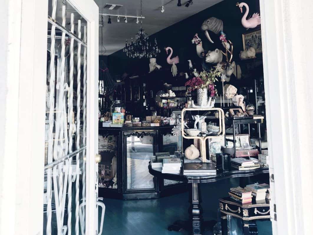 The interior of Spitfire Girl's small business in Los Angeles is dark and gothic. 