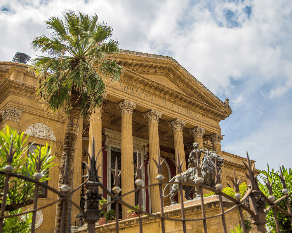 The exterior of Teatro Massimo in Palermo, Sicily. 