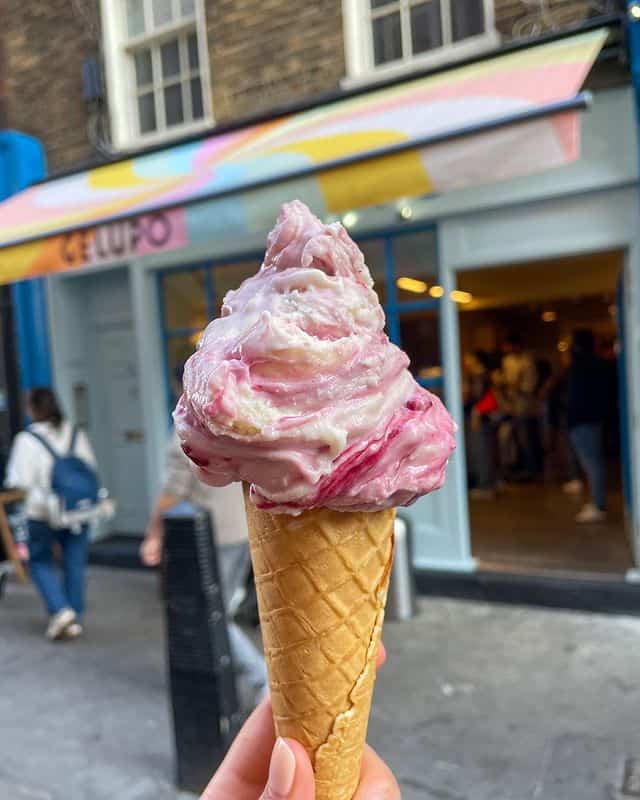 A single scoop of gelato from London shop Gelupo. 