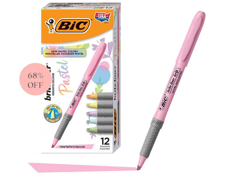 BIC pastel highlighters are 68% off in the Prime Day sales. 