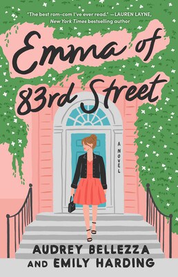 An illustrated book cover with an woman walking out of a front door down her steps. It reads "Emma of 83rd Street." 