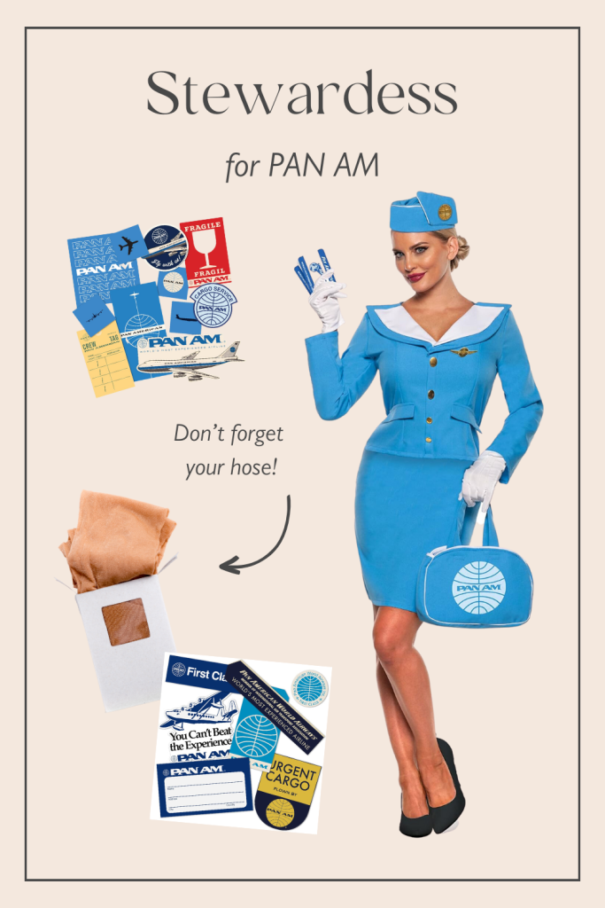 Harken back to a bygone era with a Pan Am stewardess costume. 