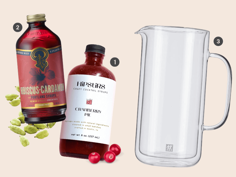 Batch cocktails from syrups are easy and delicious, perfect for hosting Thanksgiving. 