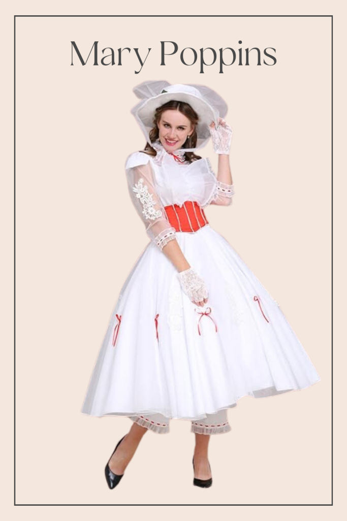 Hop off the television screen with a classic Mary Poppins modest Halloween costume. 