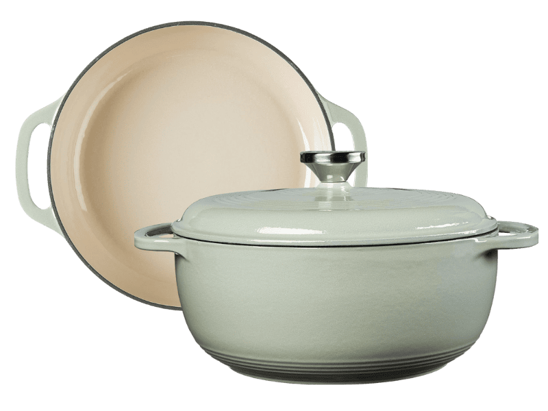 A soft green Dutch oven on a transparent background. 