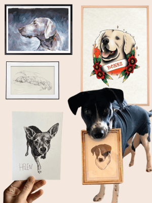 Pet portraits can be customized to be a perfect gift for all different decor styles. 