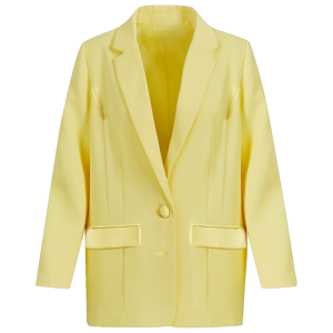 A butter-yellow blazer in the women's winter coat sale. 