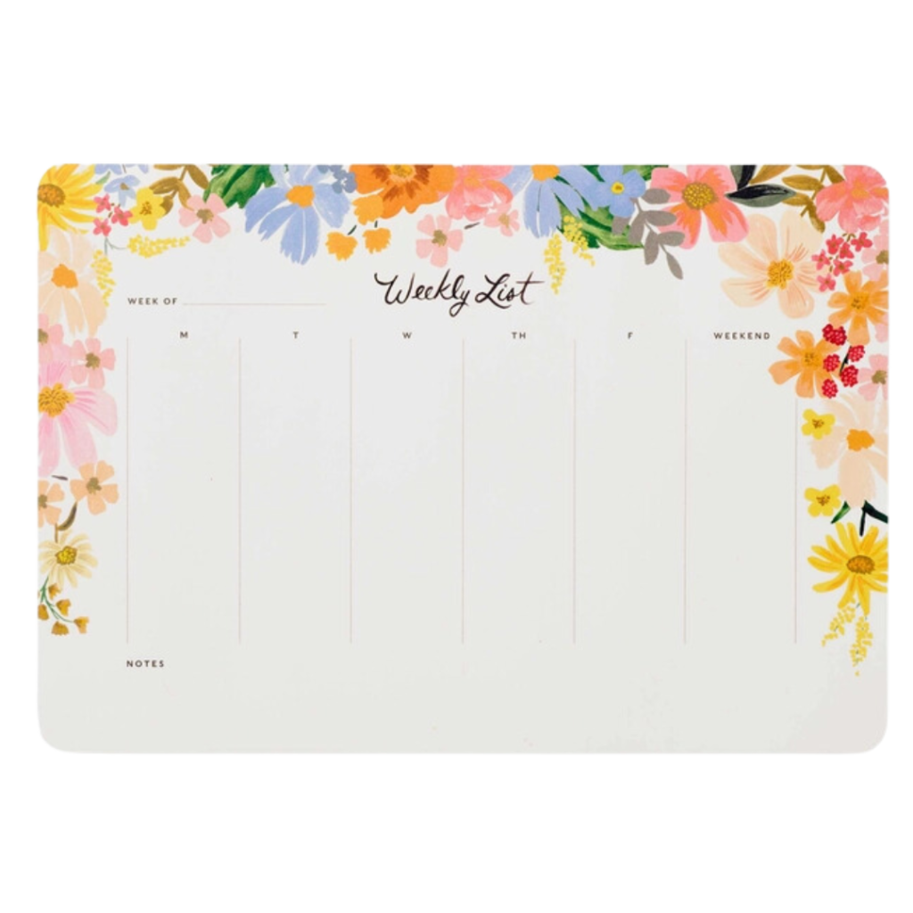 A floral-decorated weekly pad planner for 2024. 